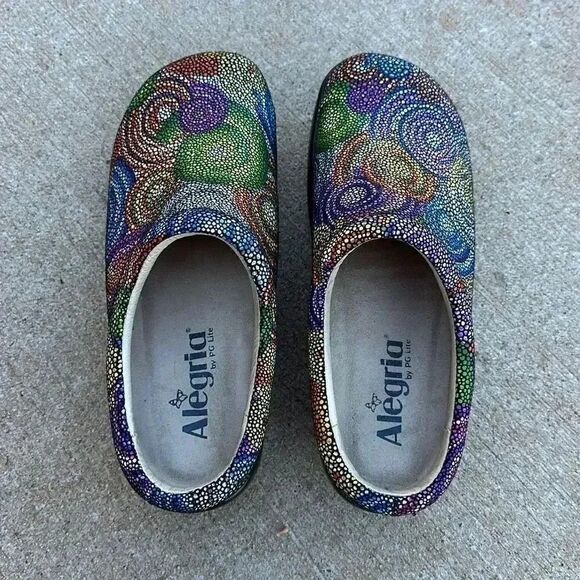 Alegria Kayla Bullseye Colorful KAY Mules Slip On Shoes Sz 37 - Picture 3 of 11